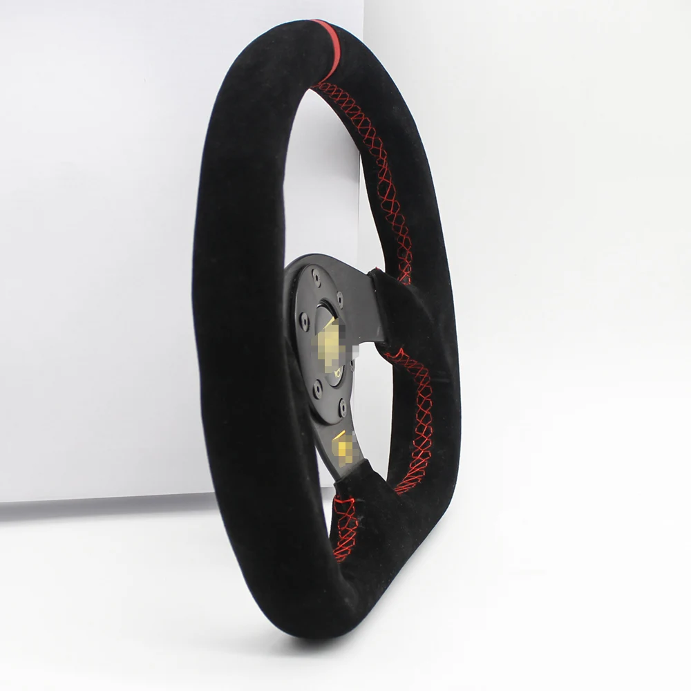 6 bolts Universal Race Sport Track Car 320mm Steering Wheel Flat Racing Red Stitch for OMP HUD Adaptor