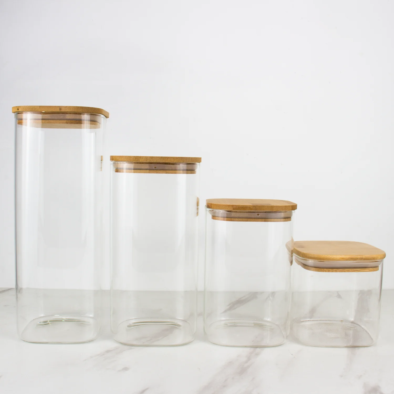 Wholesale Selling Eco-friendly kitchen storage glass jar use be candy coffee bulk food pasta