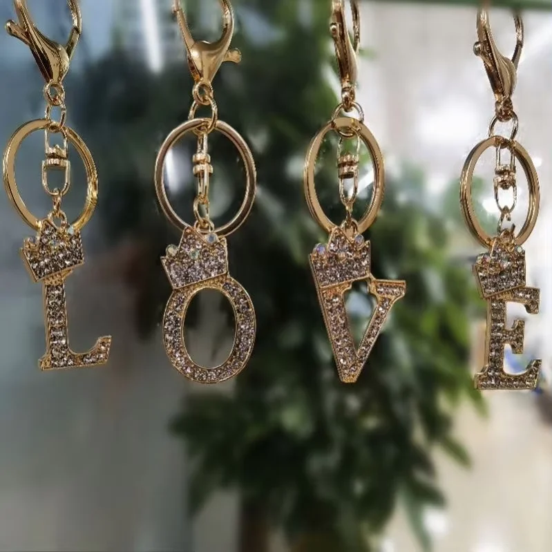 Fashionable Diamond Letter Keychain for Women Purse Bag A-Z Charms for Handbags Girls Rhinestone Alphabet Initial Key Chain
