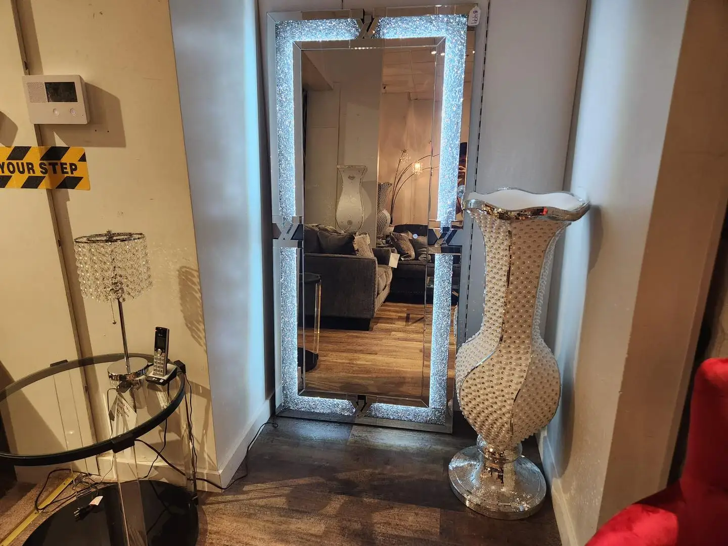 full length standing large size floor body Touch Sensor switch Bluetooth mirror with led lights