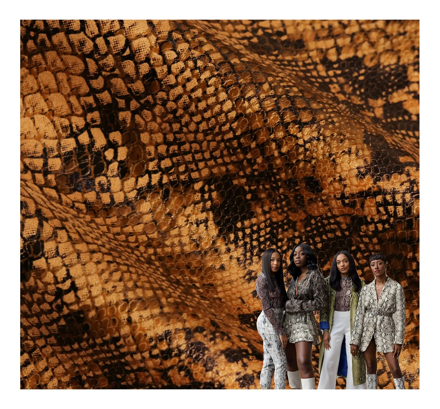 Hot Sale Micro Fiber Foil Printing Snake Skin Recycled Knitting Faux Suede Fabric For Clothes
