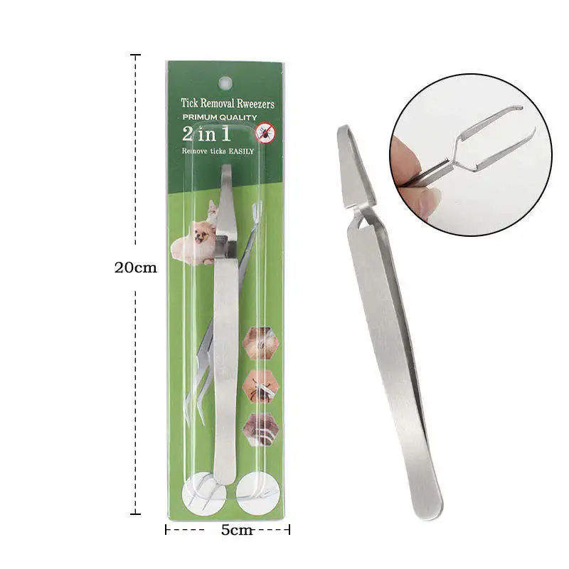 Factory Supplies Stainless Steel 2 in 1 Tick Remover Tool Tick Remover With Storage Case Suitable