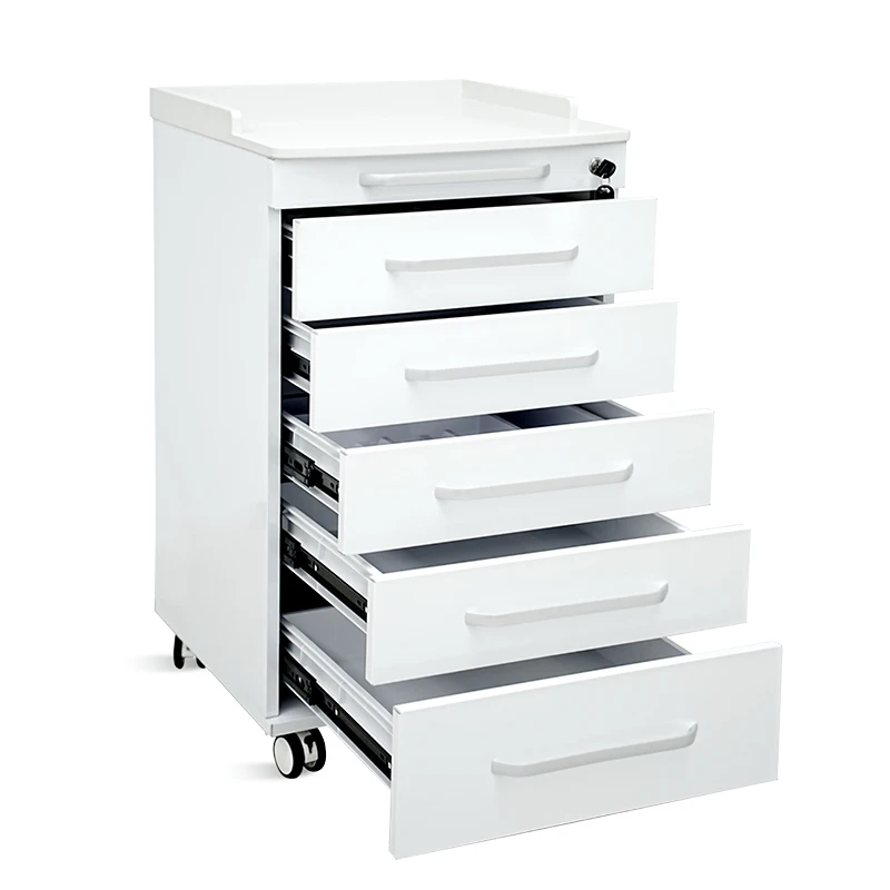 SK-D2C SAIKANG Movable Stainless steel Dental Cabinet Furniture With 5 Drawers