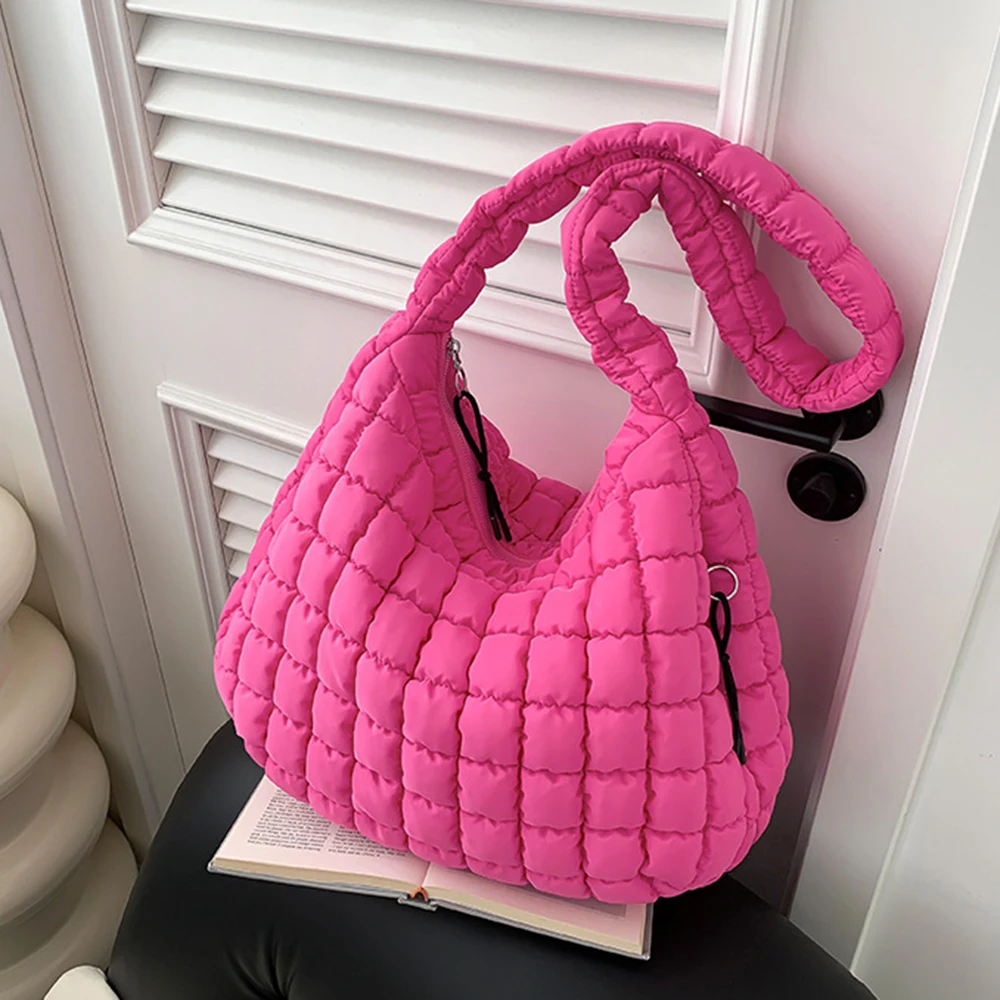 Fashion Polyester Puffer Hobo Bag Casual Popular Sport Bags Large Capacity Ladies Shoulder Bags