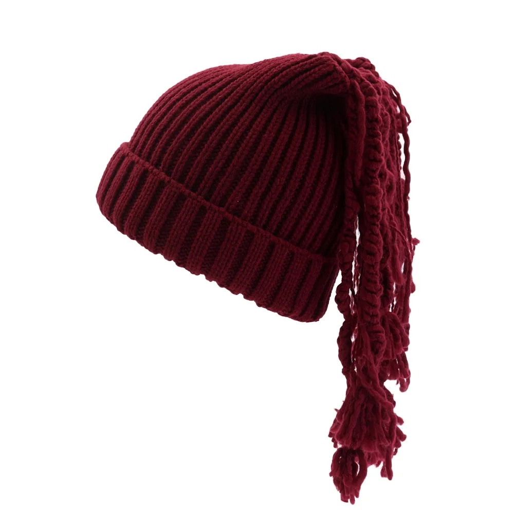 Wholesale Adults Winter Fashion braid Baby Reversible Hat With Visor Knitted Beanie