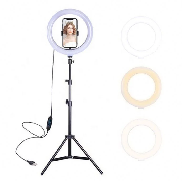 Лучшая кольцевая лампа диаметром 26 см для селфи, 10 дюймов, кольцевой светильник со штативом для макияжа, видео, прямой трансляции, фото студии