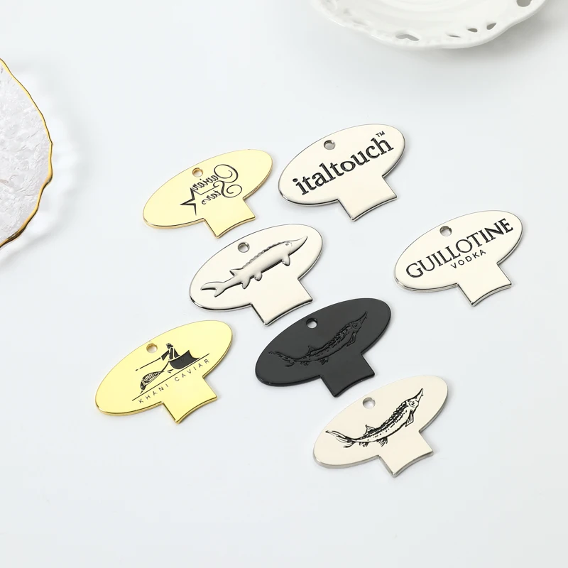 big size Custom fish logo label caviar tin opener caviar fish logos opener Keychain caviar can opener