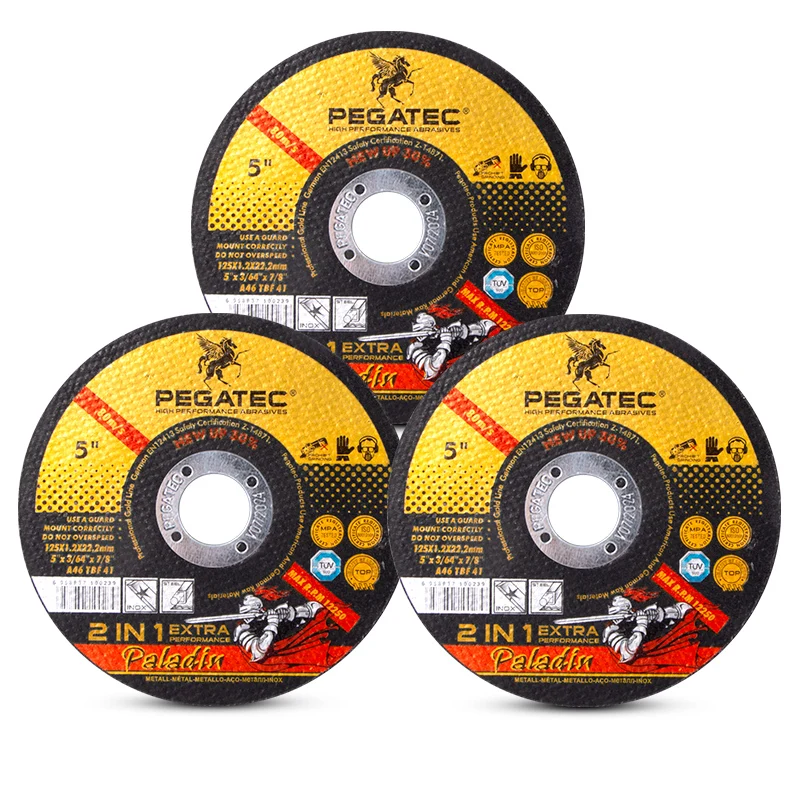 Pegatec 5' inch high quality 1.2mm metal cutting disc disc cut abrasive cutting wheel 125mm cutting disc
