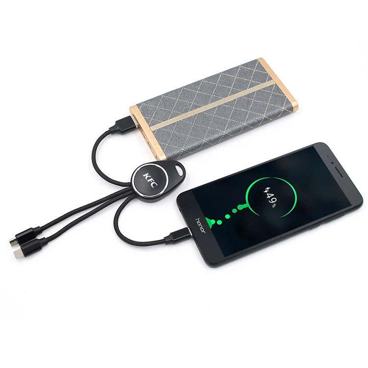 Factory Custom LOGO Brand New Trending Keychain Multi Micro usb Charging 3 in 1 USB Cable for Promotion Gifts