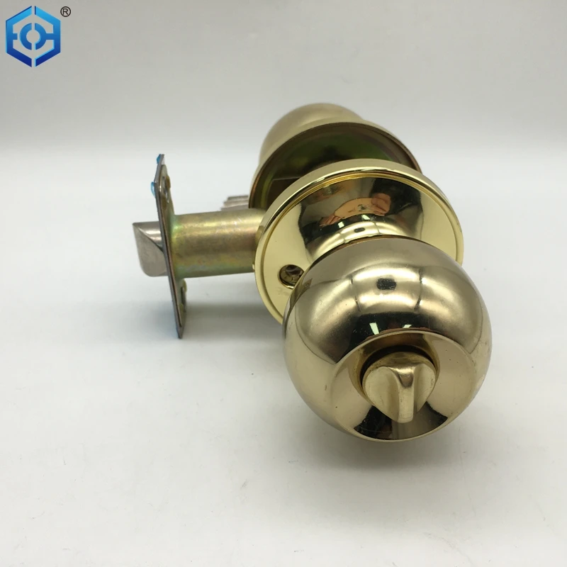 Golden Stainless Steel 201 Bedroom Entry Door Knob Lock with Key