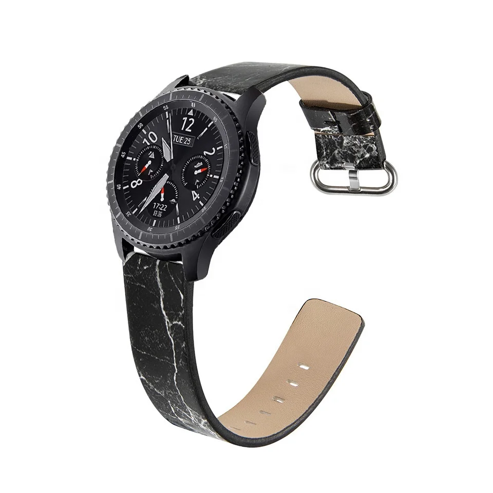 22mm universal Marble Real Genuine Leather Watch Band Strap for Samsung Galaxy Watch 3 Gear S3 45 46 mm