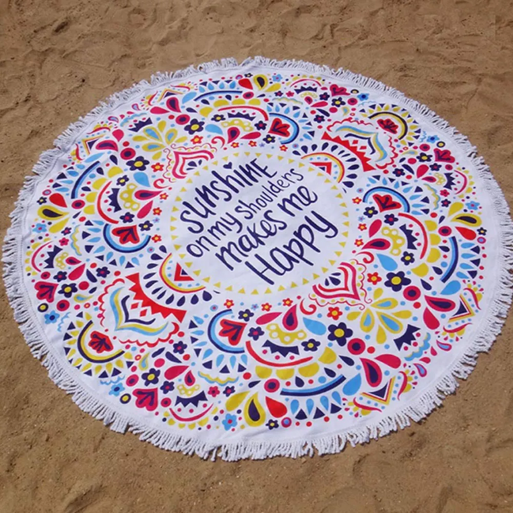 Microfiber Sand Less Sandfree Tassel Towel Circle In Bulk Sand Free Customised Custom Wholesale Round Beach Towel
