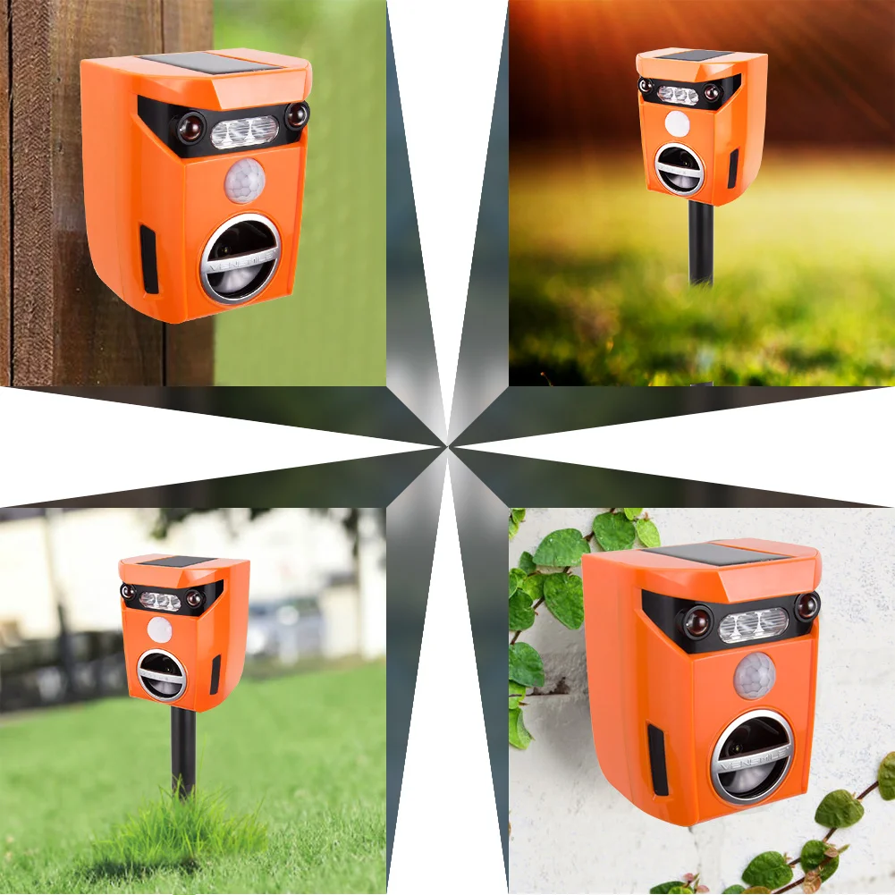 
Solar Animal Trap Ultrasonic Outdoor Scarecrow Repeller Monkey Pest Mouse Bird Cat Marten Rodent Scarer Electronic Dog deterrent 