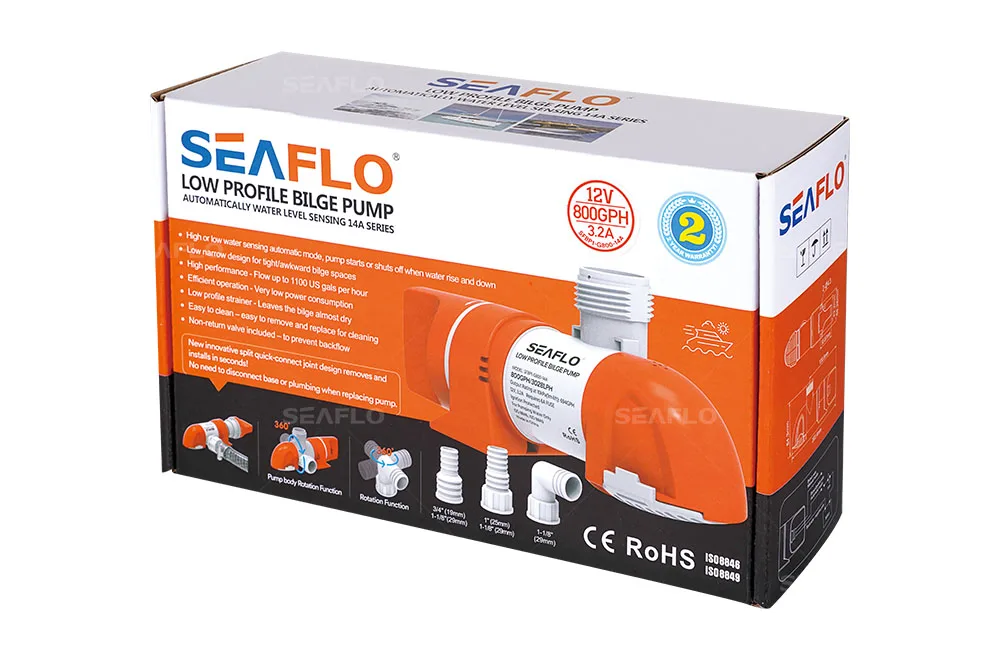 HYDJET 14 series 800GPH 1100GPH timer sensing auto bilge pump 12v seaflo sea water pump for marine