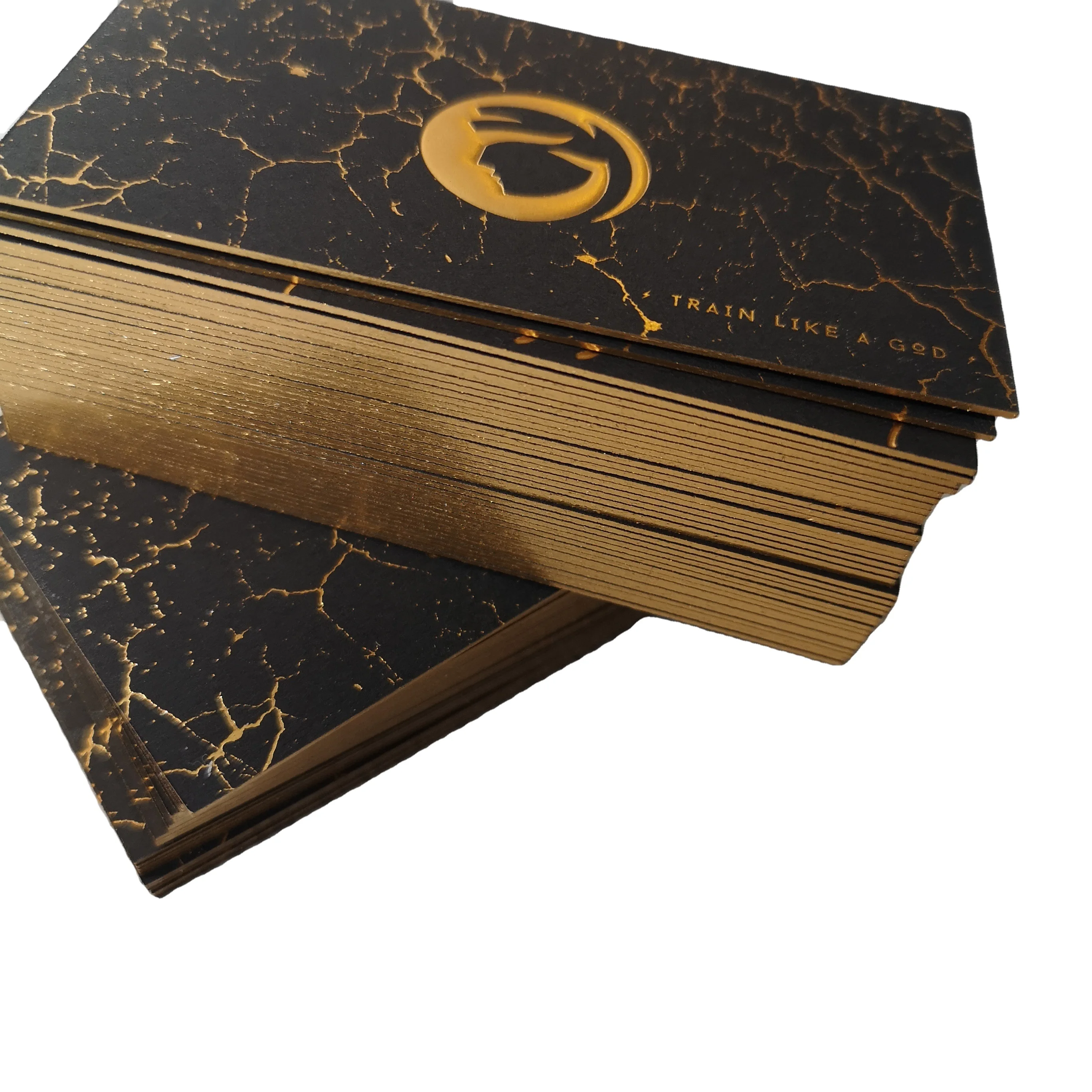 Luxury Customized printed black cardboard embossed business cards gold foil  with own logo 4c+4c CMYK Pantone