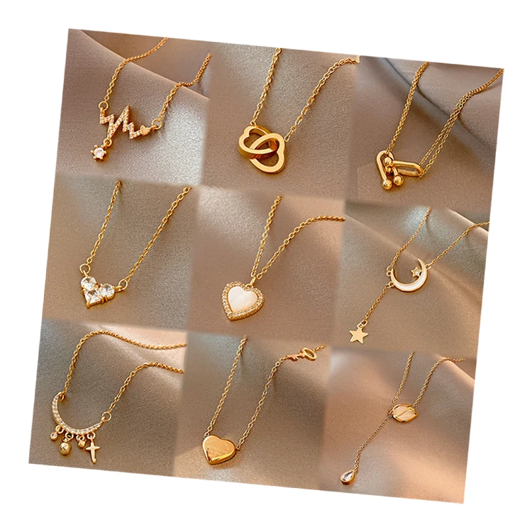 Custom Wholesale Butterfly Pearl Letter initial Stainless Steel Gold Zircon Heart Star Moon Necklaces Jewelry Women