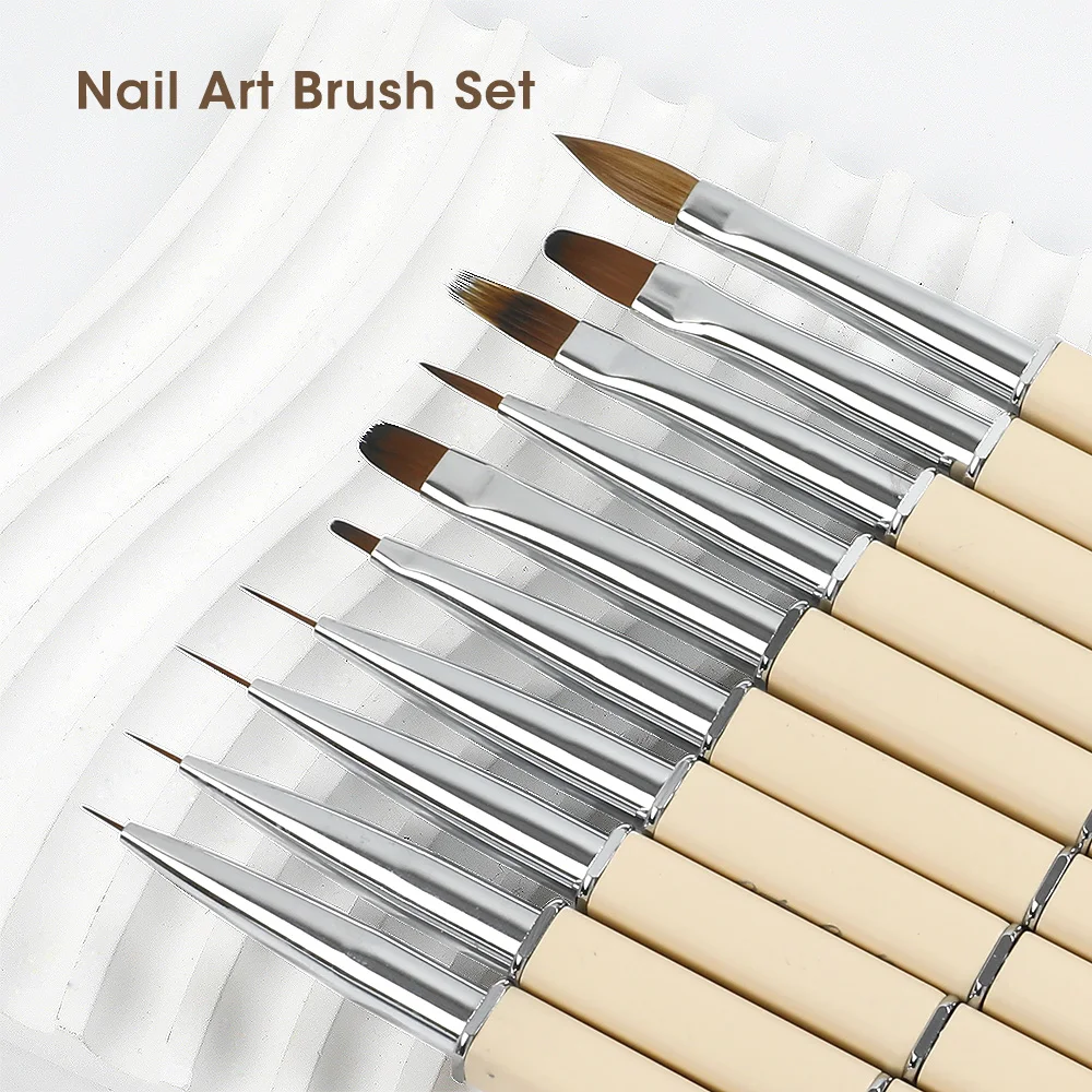 BQAN Short Design Plastic Handle Painting Gel Liner Brush Nail Art Custom Logo Nail Art Brush Set Kolinsky Acrylic Nail Brush