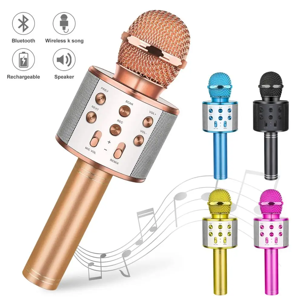 2022 toy musical instrument karaoke wireless microphone with LED light music toy musical instrument