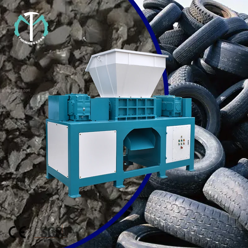 Used Car Motorcycle Tyre Plastic Recycling Machinery Waste Rubber Tires Crushing Double Shaft Shredder Machine For Sale