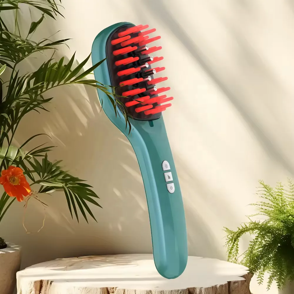 Light Therapy Vibration Scalp Massage Brush Negative Ion Spray Hair Growth Massager Electric Massage Comb Liman Red Blue Steel