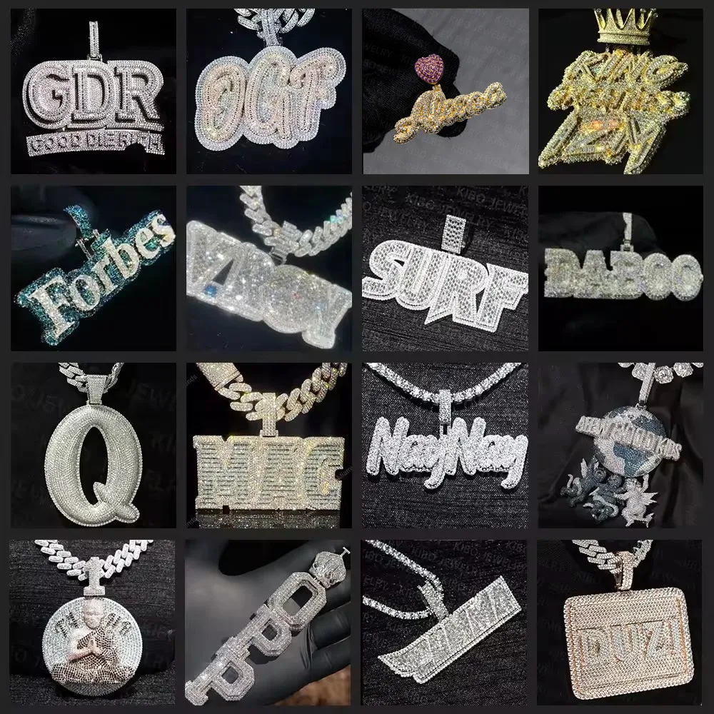 Personalized Rapper Jewelry Iced out Custom Bear Pendant 925 silver Moissanite Hip hop Pendant Necklace