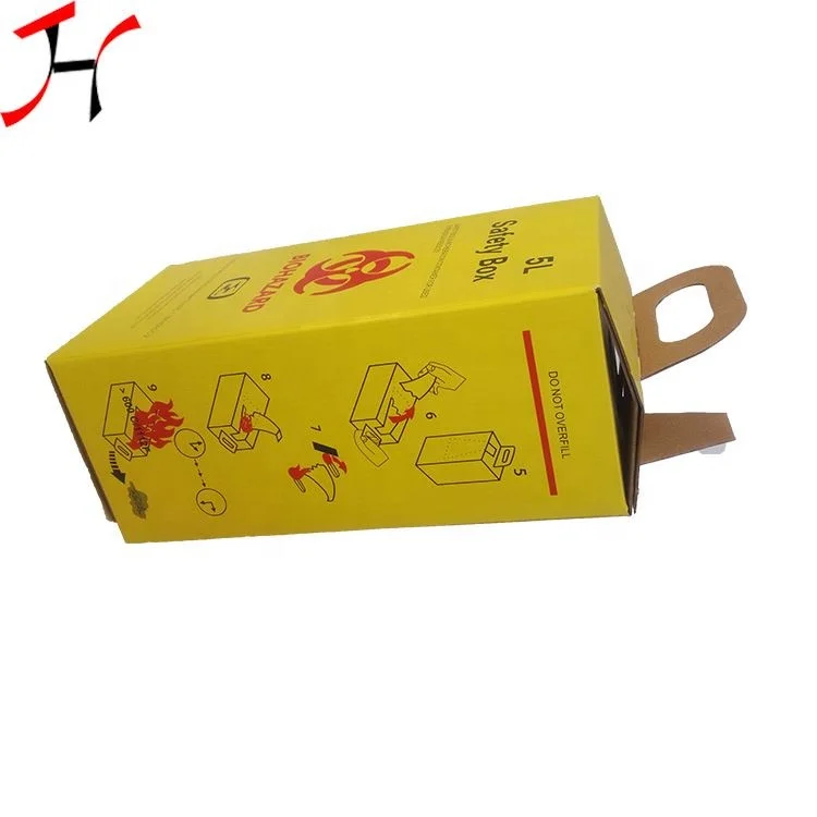 Economic Safety Box Medical Waste Container Paper for Disposal Syringe and Needle Recyclable Varnishing Embossing Accept
