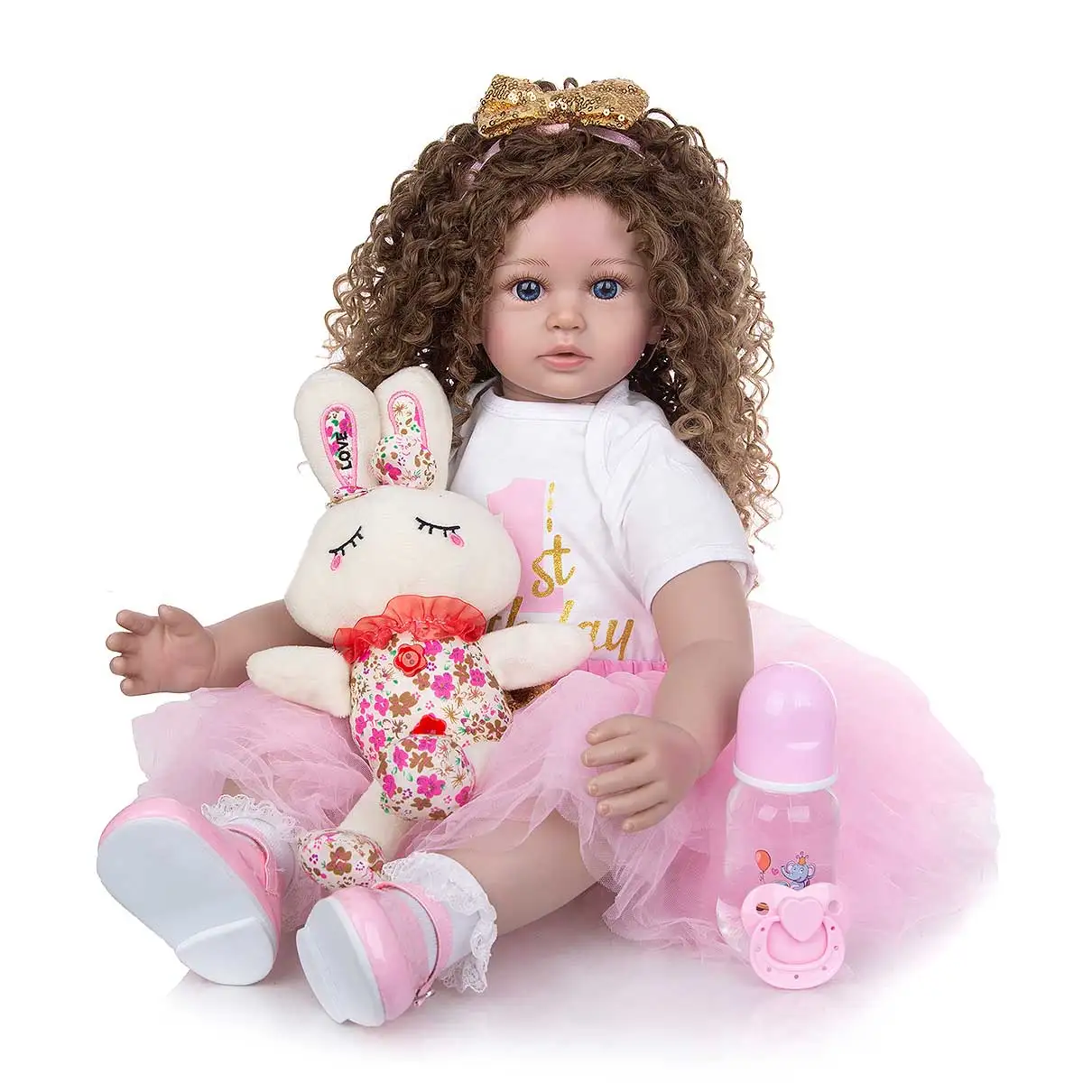Wholesale Lifelike Silicone Cloth Body Real Toddler Doll Toy 60Cm Soft Vinyl Realistic Newborn Boy Girl Baby Reborn Dolls