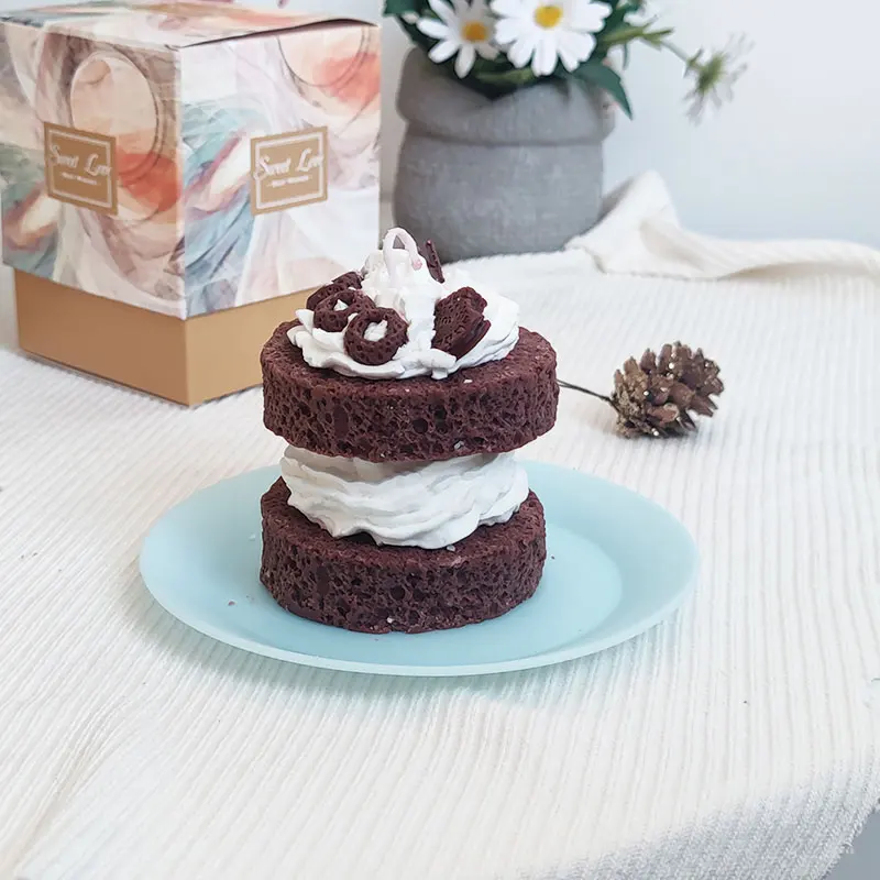 Wholesale Soy Wax Candles Delicious Birthday Cake Chocolate Double Layer Candles Wedding For Guest