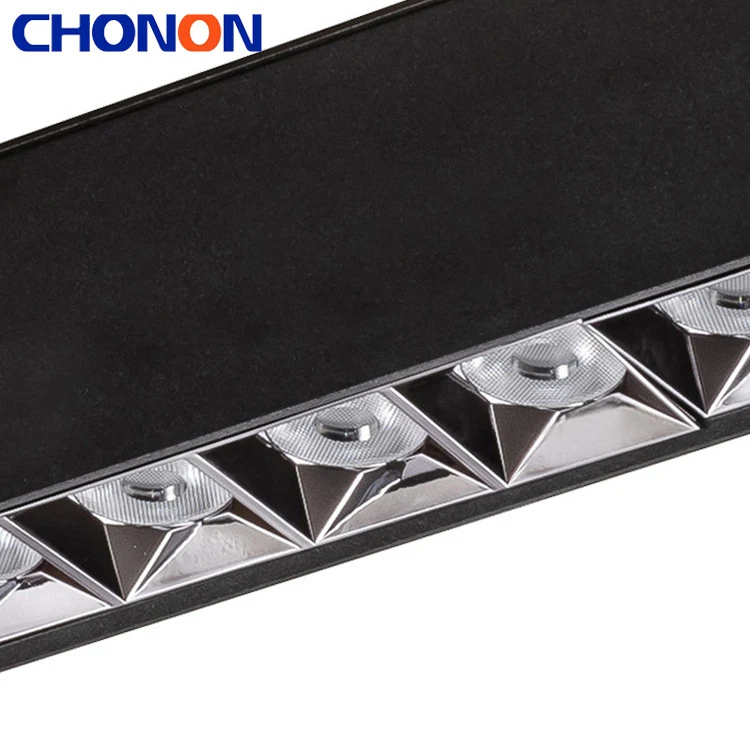 Modern Simple Slimline 26W Office Meeting Room Lighting Black Grille Style Home Pendant Linear Lights With 15 LED Bulbs