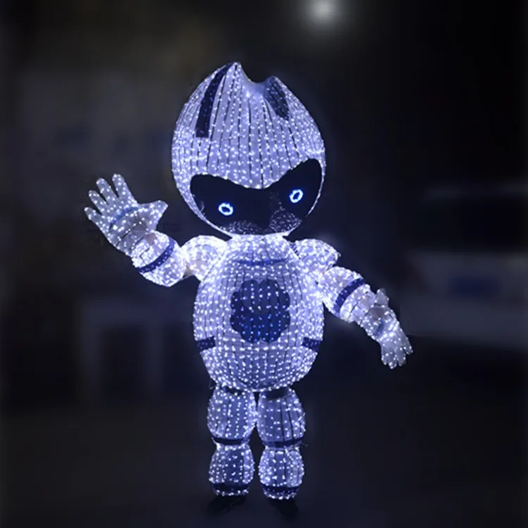 Unisex Professional Mascot Robot LED Costume Colorful Stage Show Luminous Light Outfits for Adults Party