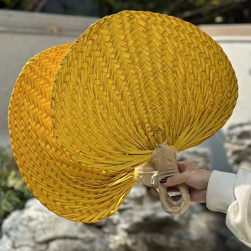 Natural Raffia Tropical Hand Fans