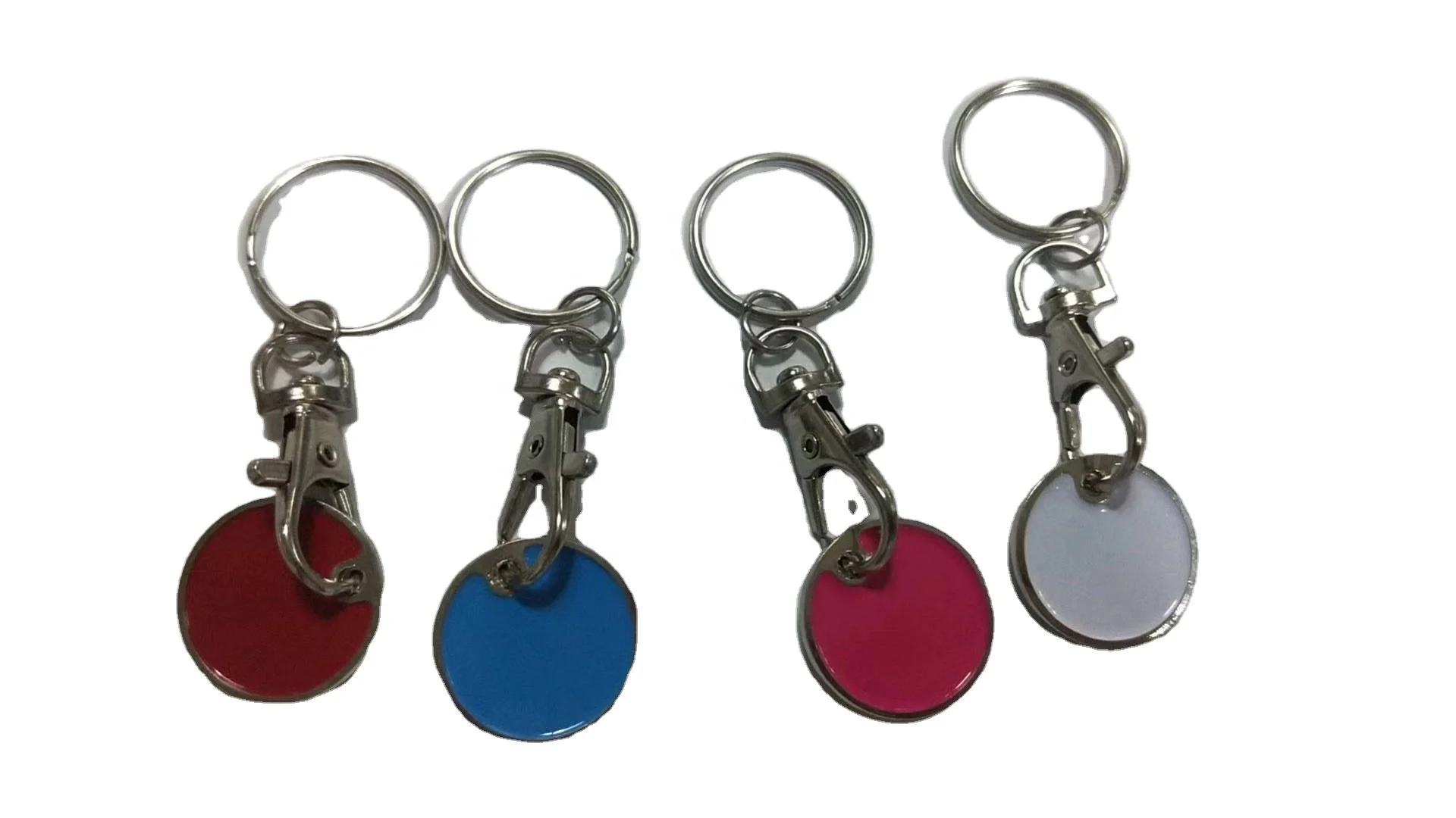 Promotional Round 23mm Supermarket Metal Trolley Coin Soft Enamel Keychain