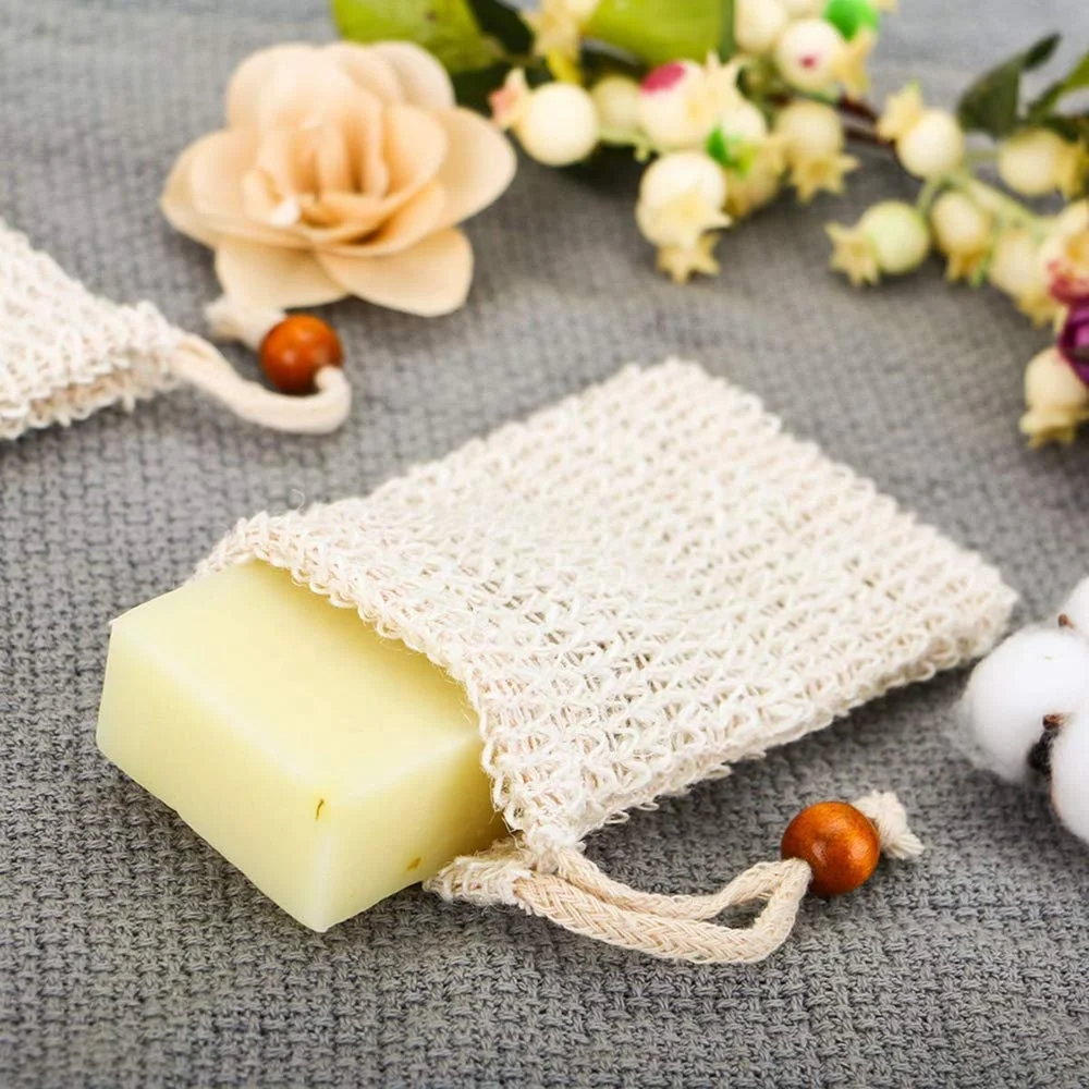 12x14cm Customized Reusable Jute Hemp Flax Jewelry Drawstring Pouch Soap Bag