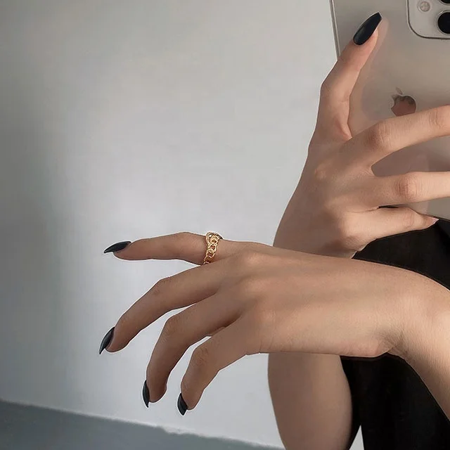 
ADELANTE Retro Micro Inlaid Ins Open Index Finger Adjustable Fashion Personalized Stainless Steel Ring 