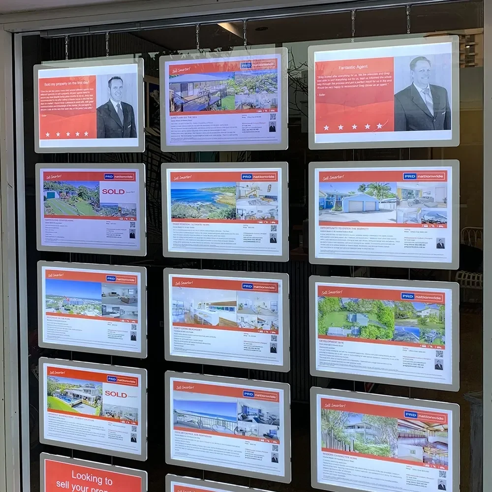 Подвесная светодиодная система отображения окон недвижимости двухсторонняя/односторонняя система светодиодный плакат световой короб