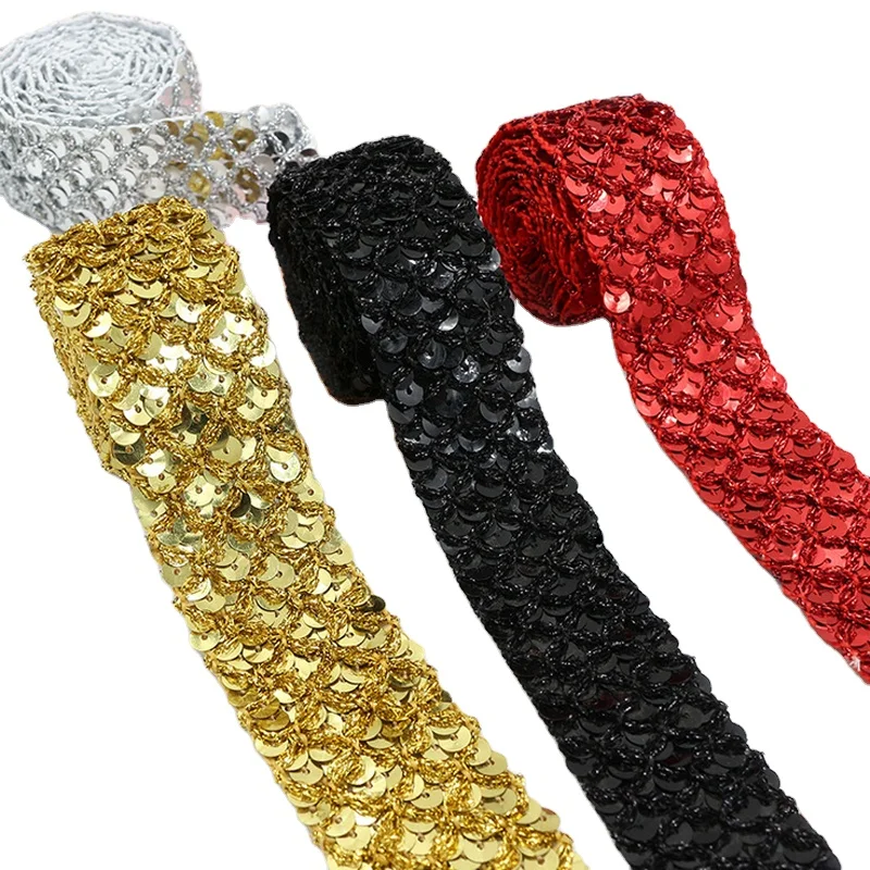 35mm black sewing braided fabric lace for dress metallic tatting trimming diy stage dancewear beaded sequined webbing lace trim