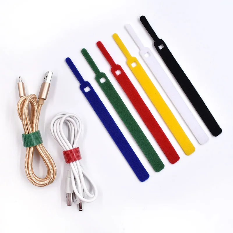 Изготовленный на заказ логотип спина к спине крюк и петля велюроза кабельная стяжка велюроза крепежная лента