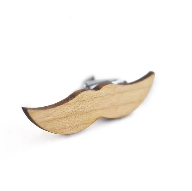 Novelty best fashion Mens accessory wedding gift brass wooden custom moustache beard metal tie clip bar  personalized