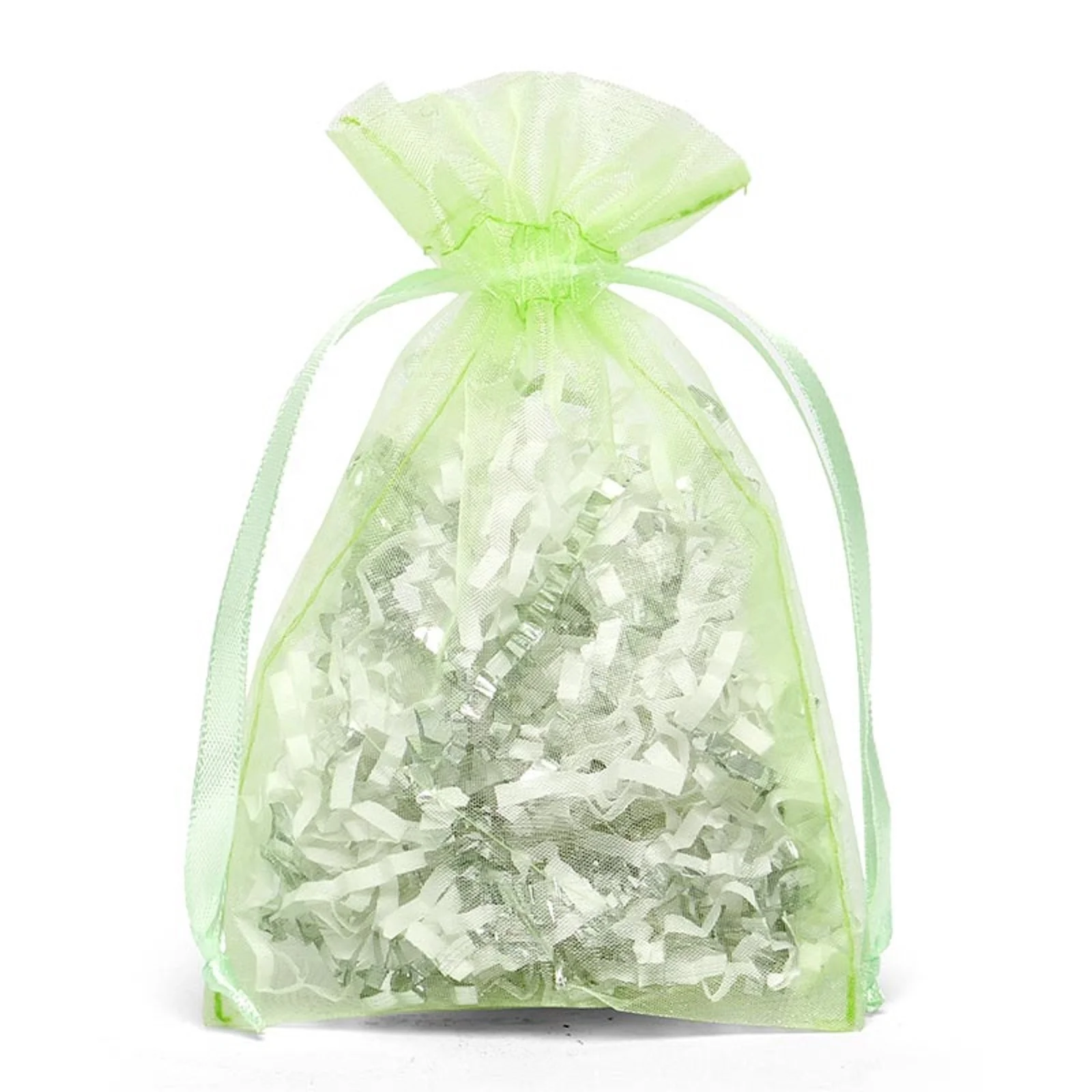 Premium Quality Lime Green Organza Jewelry and Gift Packaging Pouch in Stock