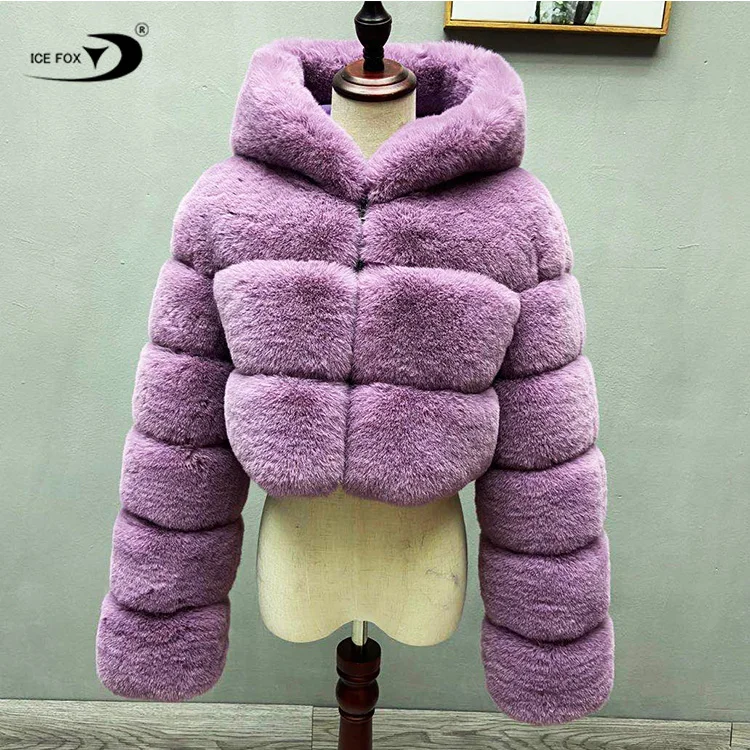 Зимние Модные пальто с капюшоном из искусственного меха, Женская куртка из искусственного меха, Женское пальто из искусственного лисьего меха