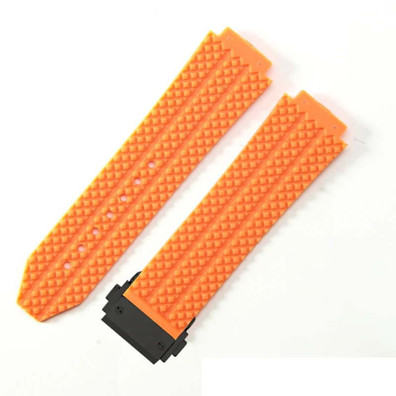 Lined Rubber Strap for Hublot Big Bang Watchband Silicone strap 26mm *19mm Stainless Steel Folding Buckle FOR HUBLOT WATCHES