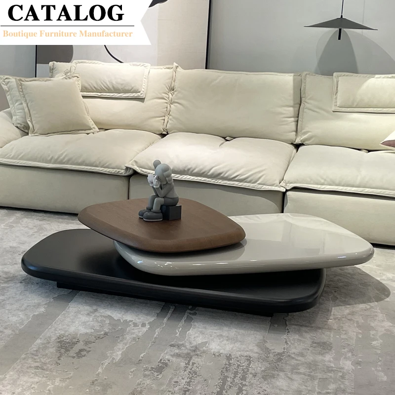 Coffee Shop Center Tea Table Wooden Veneer Ethiopian Swivel Coffee Table for Living Room Home Modern Coffee Table