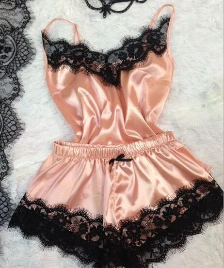 Hot style sexy lace comfort home ladies pajamas lace two-piece set from china buying agent