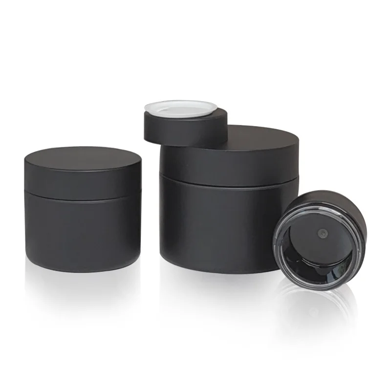 3ml-250ml san materials round black ps jar heavy wall 60ml ps jar black color ps/petg/pet plastic ps jar with black lid