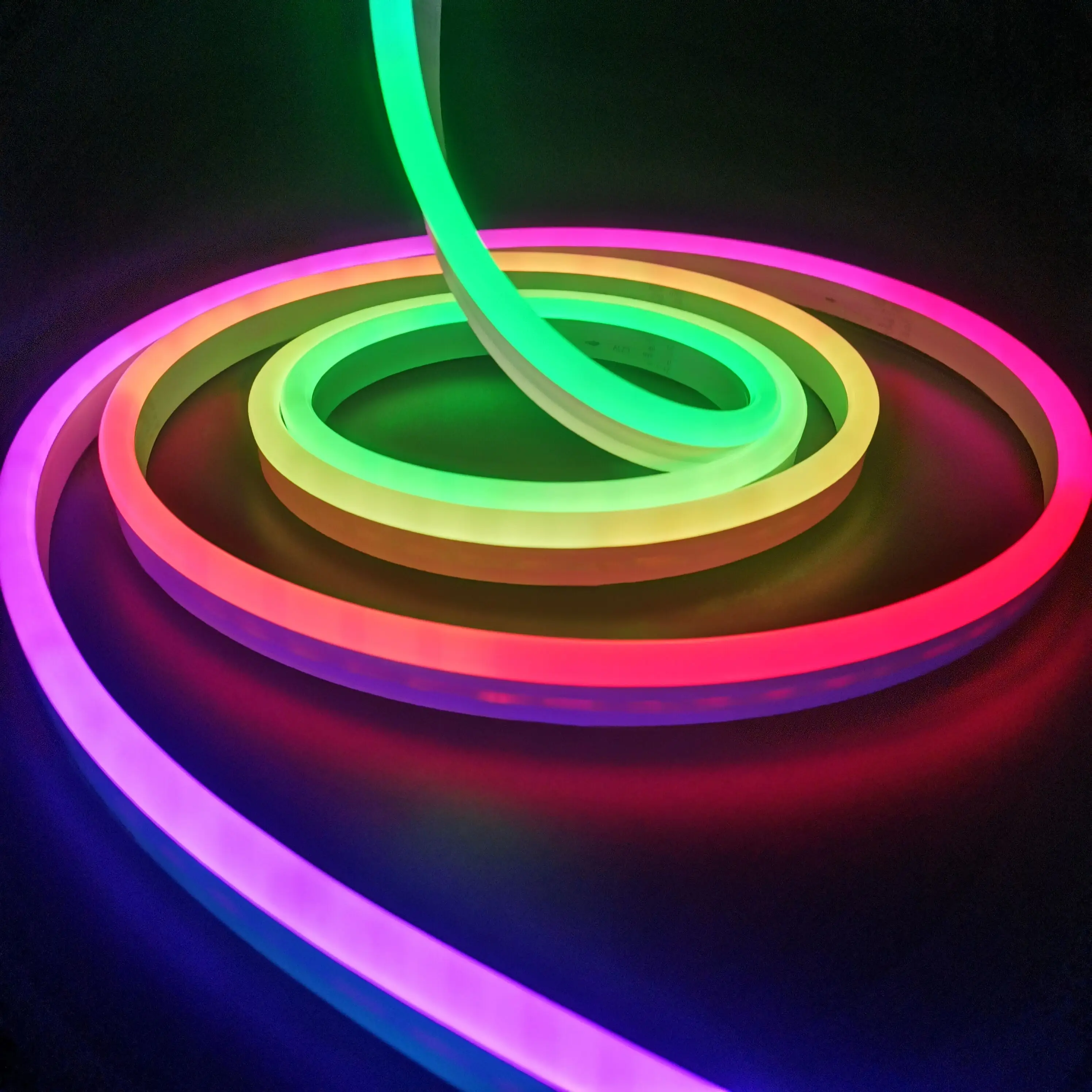 RGBIC Pixel Neon Silicone Flexible  Rope light 24V 12V RGB Rope Strip Flex Led Neon Light for Bedroom Gameroom Room Decor