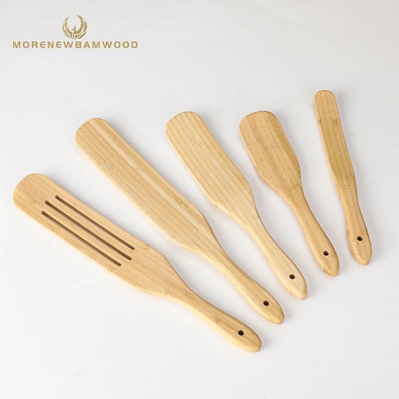 
Amazon hot sale bamboo Kitchen 5 pieces salad stirring tools, bamboo pakka wood Cooking Utensils Set 