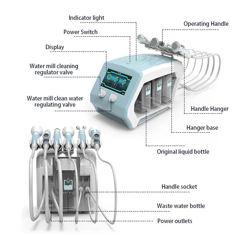 New Portable Facial Peeling Hydro Aqua 8 In 1 Microdermabrasion Hydra Oxygen Jet Machine