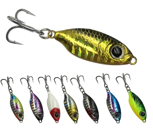 VIB 7/10/15/20g Artificial Hard Lure Iron Plate Sequin Crank Bait Triple Hook Long Throw Lead Jig Hook Fishing Bait