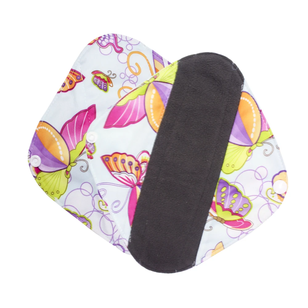 Pink Flower Design Women Reusable Bamboo Menstrual Pad Female Sanitary Pads Napkins for Period