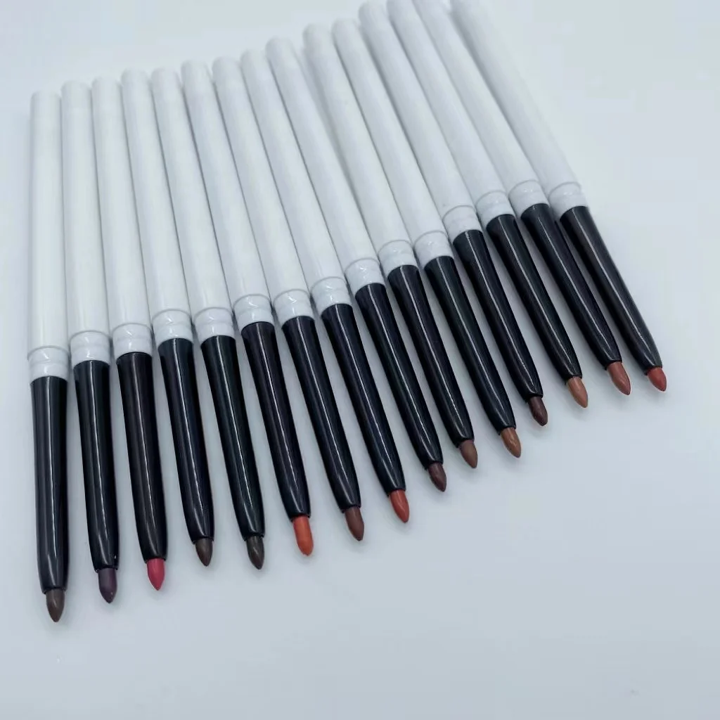Custom Your Logo Lips Makeup Tools Lipliner Pencil Private Label Lip Liner Waterproof Matte 15 Colors Rotating Lipliner Pencil